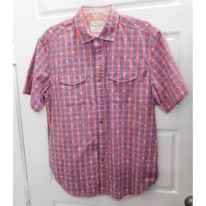 Tommy Bahama Jeans Red Blue Check 100% Cotton Button Down‎ Shirt M